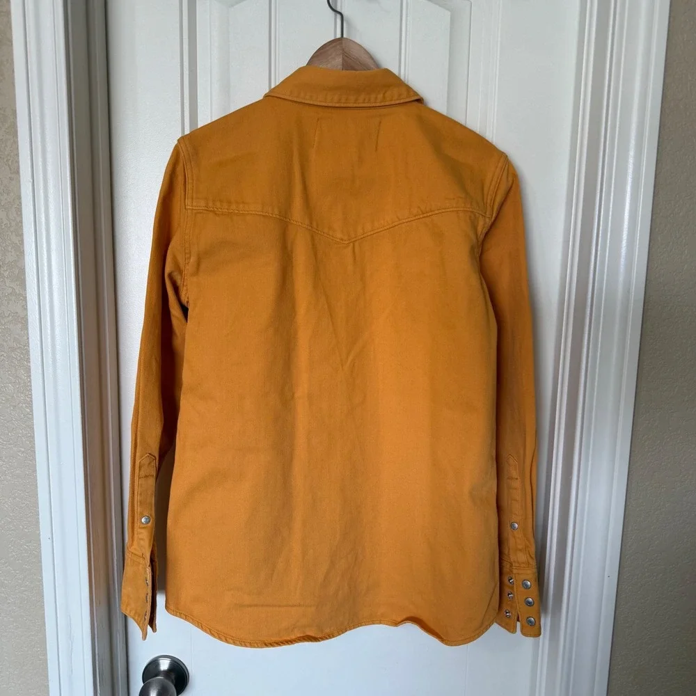 Calvin Klein Jeans Western Shirt Women Medium Yellow Excellent Snap Front Denim